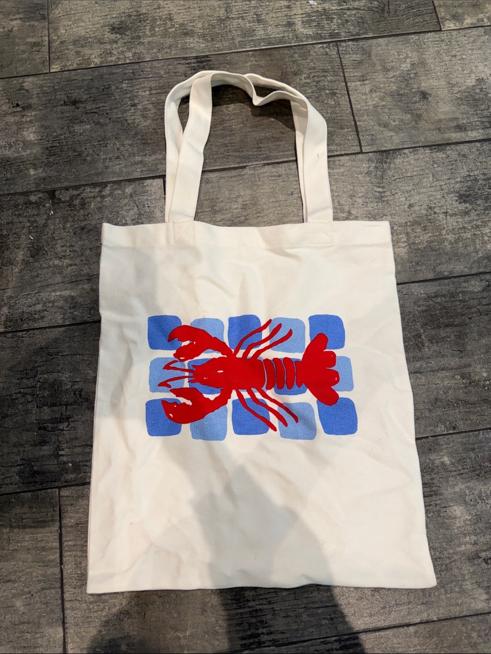 Red Lobster Graphic Canvas Tote - Blue Accent